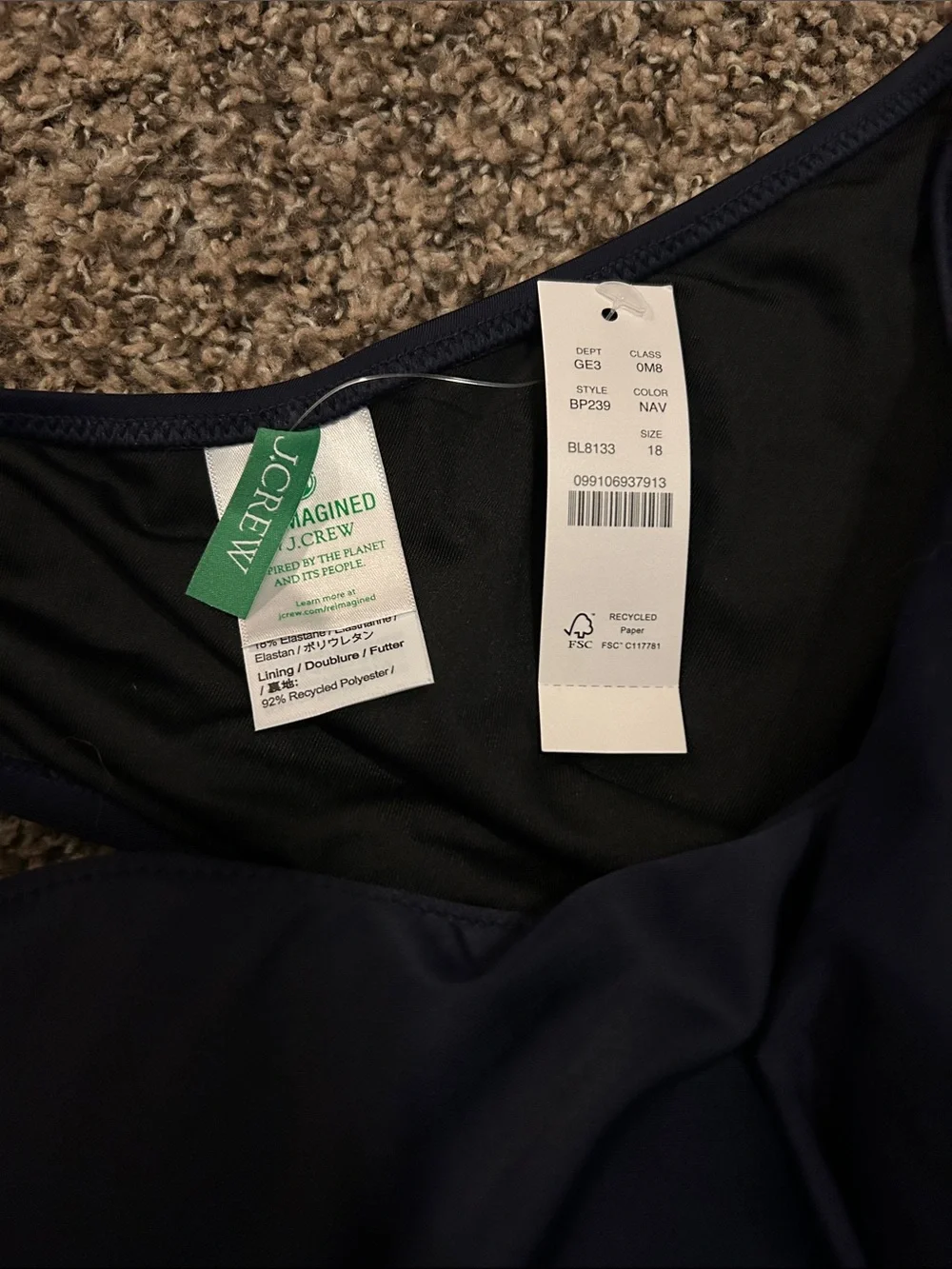 J. Crew Navy One-Shoulder Cutout One-Piece Swimsuit with Gold Buttons